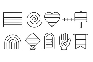 Wall Mural - geometric outline icon set. minimalist shapes, symbols line collection