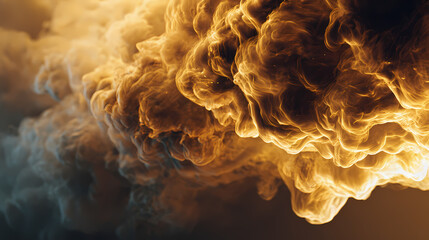 Wall Mural - glowing smoke cloud, golden light, abstract background, dreamy mood. golden vapor. illustration