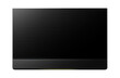 © OMD - Ultra-thin panel TV with frameless design and integrated soundbar at the base