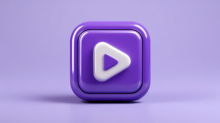 Wall Mural - 3d purple play button icon with a sleek design, ideal for apps and streaming platforms. 3d illustration. pressed icon. Illustration