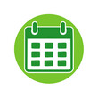 © FryArt - Simple Green and White Calendar Icon Round Graphic Element for Planning and Scheduling