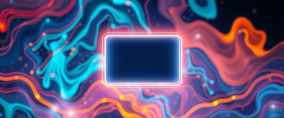 Wall Mural - Futuristic AI interface, glowing digital prompt box on abstract background,  vector,  background