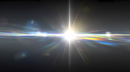 Wall Mural - Ethereal light leak effect with bright white source casting diffused beams and spectral rainbow streaks, luminous glow on transparent background. spectral glow. Illustration