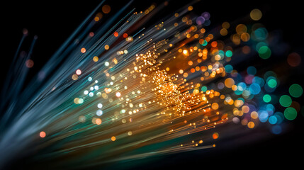 Wall Mural - fiber optic network: an artistic depiction of a fiber optic network, showcasing the vibrant interpla