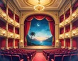 © NAVA - Ornate Theater Stage with Dreamlike Tropical Bay View