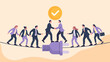 © abangaboy - Business Concept Vector SVG Illustration of Teamwork and Success with People Shaking Hands and Checkmark in Modern Flat Style
