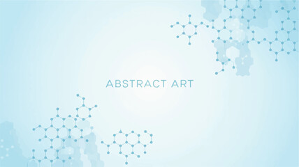 Blue molecular structure pattern on light blue gradient