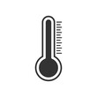 © create - Black Temperature Thermometer icon with a bulb and scale vector illustration on transparent background.