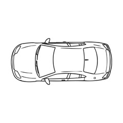 Wall Mural - Top view line drawing of sedan car outline for design projects