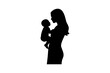 © MrMijan - Elegant Silhouette Illustration of a Mother Tenderly Holding Her Baby Perfect for Family Love and Maternity Designs