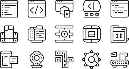 Collection of technology and coding icons software development