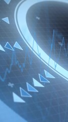 Wall Mural - animation of futuristic digital interface with graphs and patterns in blue tones