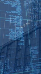 Wall Mural - animation of data processing over cityscape