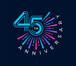 © fajarcome - 45 Years Anniversary with fireworks design vector illustration. Unique 45 years logo design template. In colorful.