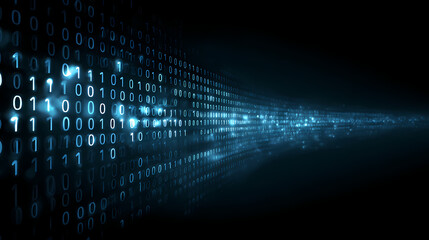 Futuristic binary code display with digital technology background. input code. Illustration