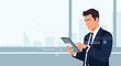 © REZA - Modern Businessman Using Digital Tablet For Communication In Urban Workspace