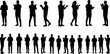 © Kabaka - Applause people. Cheerful crowd cheering. Hands up. Silhouette vector