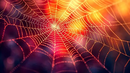 Delicate spiderweb with vibrant colors