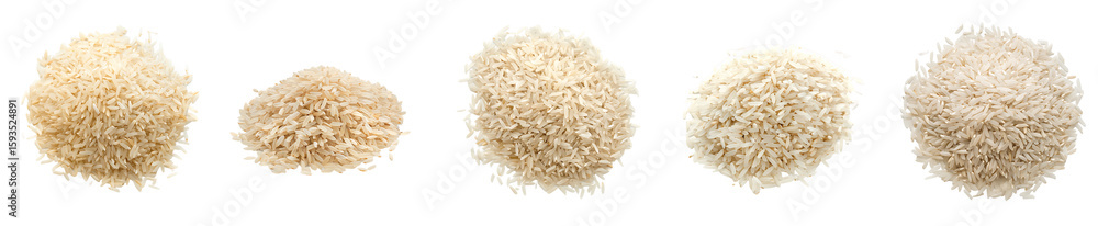Five Rice Varieties Comparison: Grain Sizes and Textures Stock Photo ...