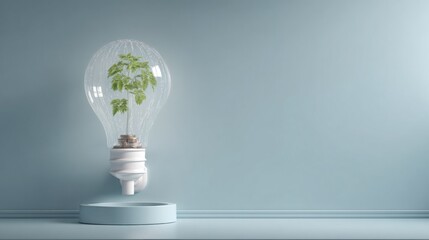 Wall Mural - plant growing inside a light bulb symbolizing innovative ideas and smart money flow in sustainable i