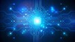 © Al Abir - Abstract digital circuit board on technology blue background. Circuit connected lines and dots on abstract motherboard. Navy gradient tech bg. AI innovation concept. Futuristic illustration.