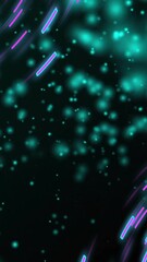 Wall Mural - glowing particles and neon lines animation over dark background