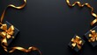 © chanwut - Elegant black gift boxes with golden ribbons on a dark background Black Friday sale concept,  design,  christmas