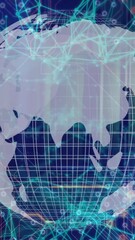 Wall Mural - digital globe with network connections processing data in animated visualization