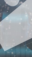 Wall Mural - animation of abstract geometric shapes and data charts on digital network background