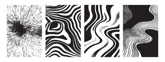 Canvas Print - textures with waves and lines grungy style