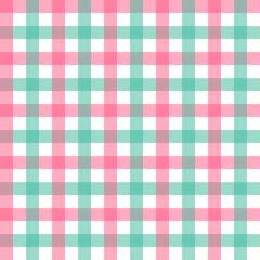 Wall Mural - gingham seamless pattern in green pink white.checkered tartan plaid repeat pattern for christmas.geo