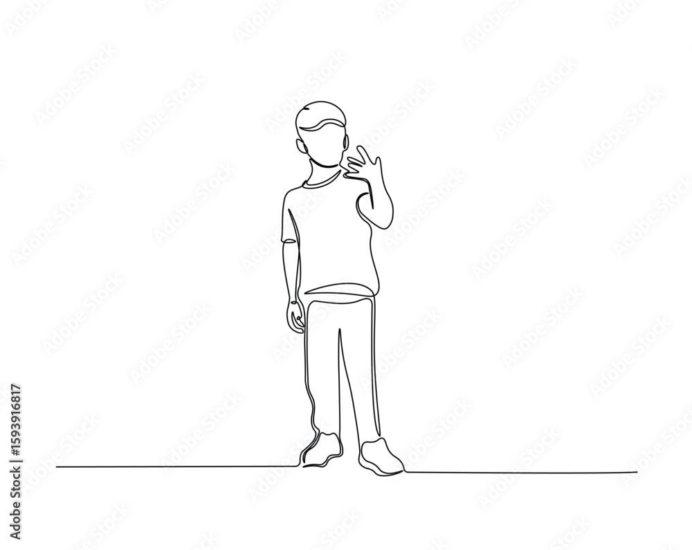 Character R Outline Drawing Kids expresion, boy character outline drawing illustration. one ...