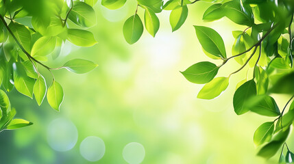 Wall Mural - green leaves. nature of green leaf in garden at summer.