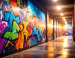 © Nuningkw - graffiti wall abstract background, Generative Ai not real photo, idea for artistic pop art background backdrop