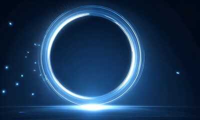 Sticker - abstract futuristic blue background with glowing digital technology and circuit board elements in th
