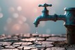 © leon - Water conservation concept: faucet dripping in drought affected cracked earth