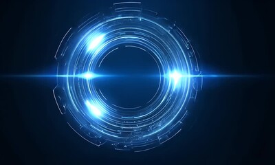 Sticker - abstract futuristic blue background with glowing digital technology and circuit board elements in th