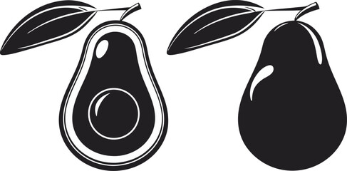 Avocado Silhouette Vector Set,Black and White Minimal Fruit Icons,Avocado Logo Design,Avocado fruit minimalist silhouette vector, Avocado flat Icons,Avocado silhouette, Fruit silhouette vector,Simple