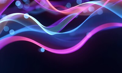 Sticker - abstract digital technology background with colorful glowing lines and mesh network grid on a dark b