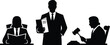 © RSDESIGN - Silhouetted Legal Figures Lawyer Judge and Witness in Courtroom Setting