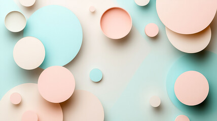 Wall Mural - a serene blend of pastel tones and basic forms. digital art with a light, airy, and structured feel.