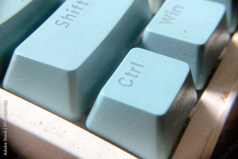 Closeup of typing keyboard with Ctrl, Shift, Win Button focused. Stock ...