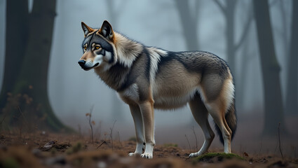  Wolf face in a sharp, expressive portrait of wilderness and strength.
