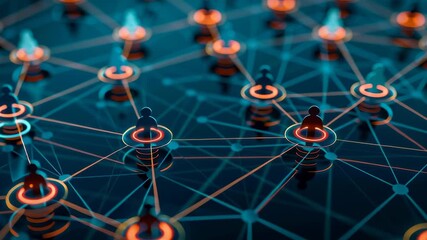 Wall Mural - a group of people are connected to each other in a network. the people are represented by small circ