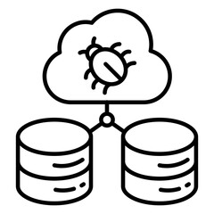 Wall Mural - A solid design icon of cloud hosting bug