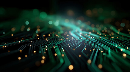 Wall Mural - digital circuits: a mesmerizing circuit board glows with interconnected pathways, symbolizing the in