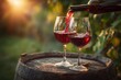 © Nurul - Red wine poured into two glasses outdoors