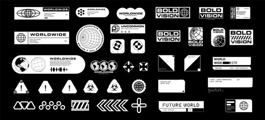 Wall Mural - futuristic streetwear cyberpunk interface element technology graphic vector design template