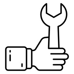 Wall Mural - spanner inside hand, icon of support