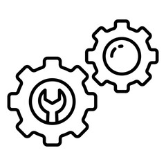 Wall Mural - gears with spanner, icon of settings